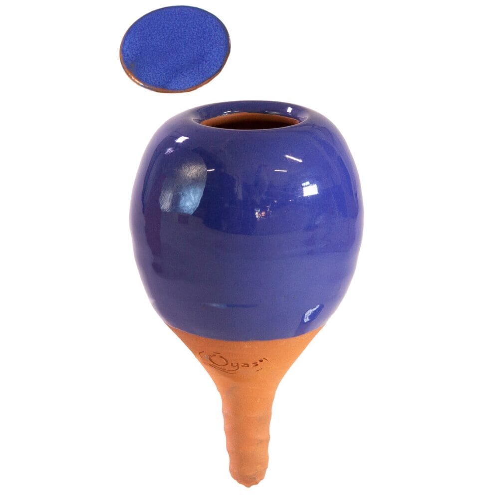 Oyas à planter bleu – Système d’arrosage écologique en terre cuite pour plantes en pot et potager